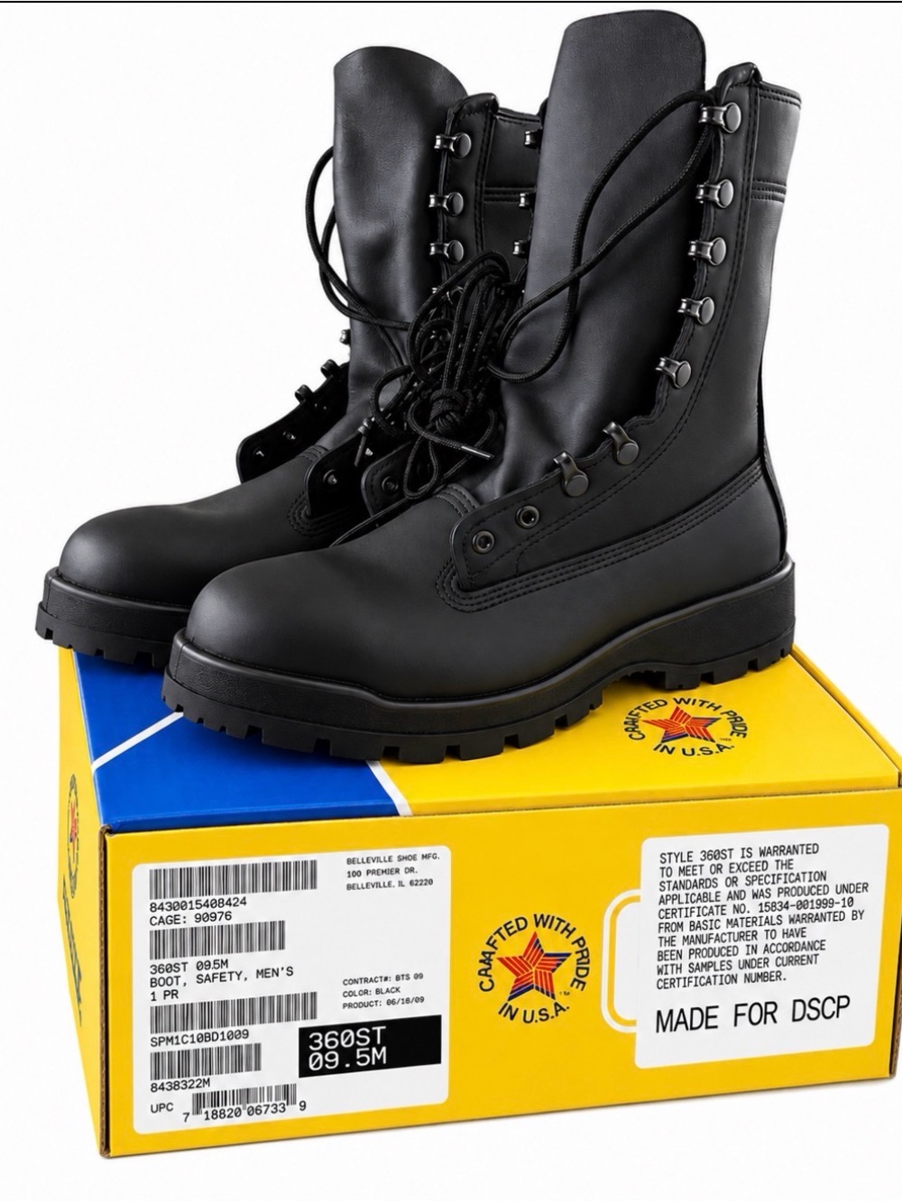 New Belleville 360ST Steel Toe Boots - Size 9.5M